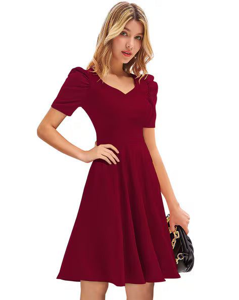 Maroon Fit & Flare Dress