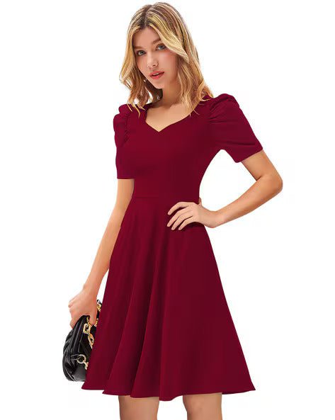 Maroon Fit & Flare Dress