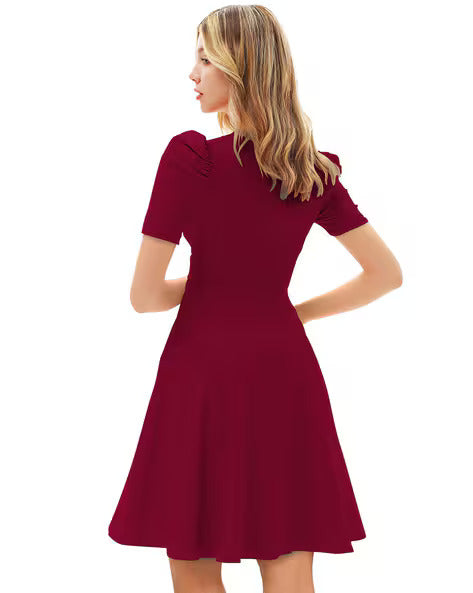 Maroon Fit & Flare Dress