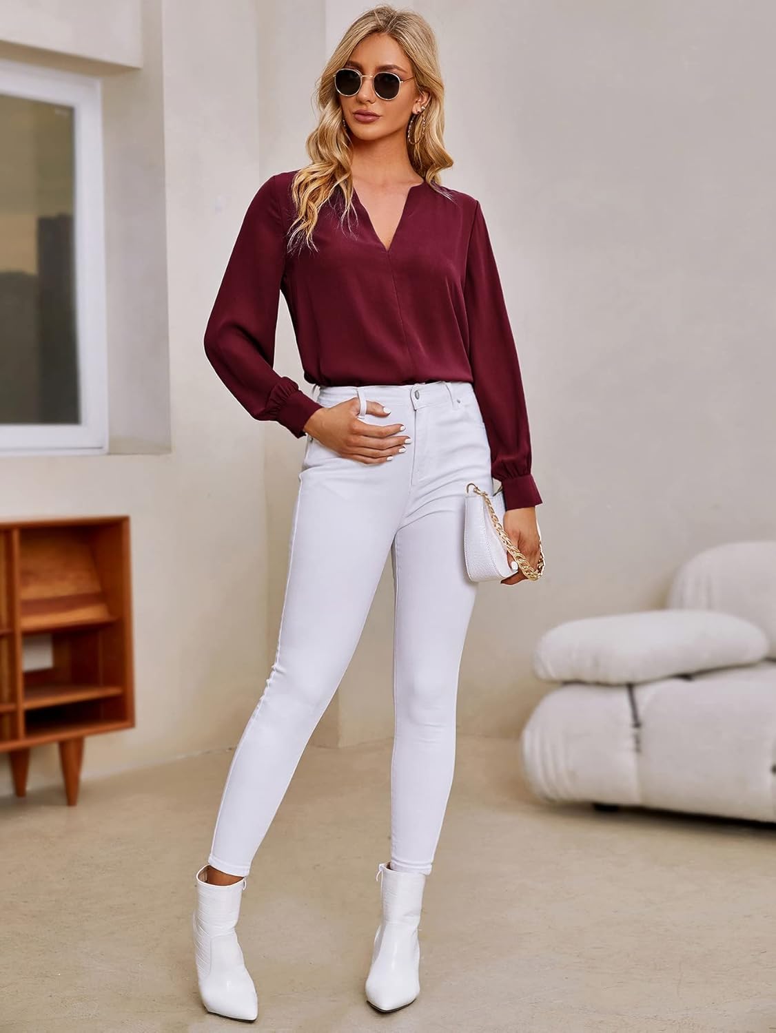 Chiffon V-neck Top