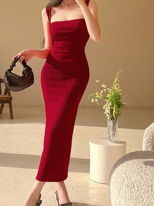 Wine Whisper Solid Dress