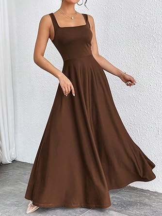 Mocha Essence Flowy Long Dress