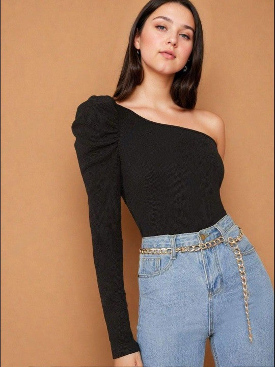 Soleil One-Sleeve Knit Top