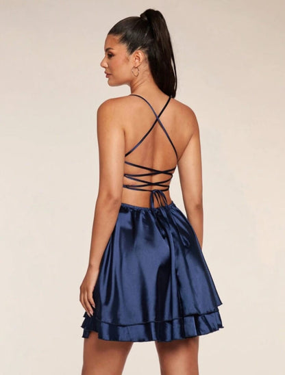 Midnight Gleam Satin Dress