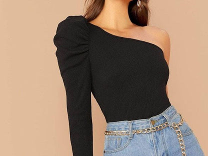 Soleil One-Sleeve Knit Top