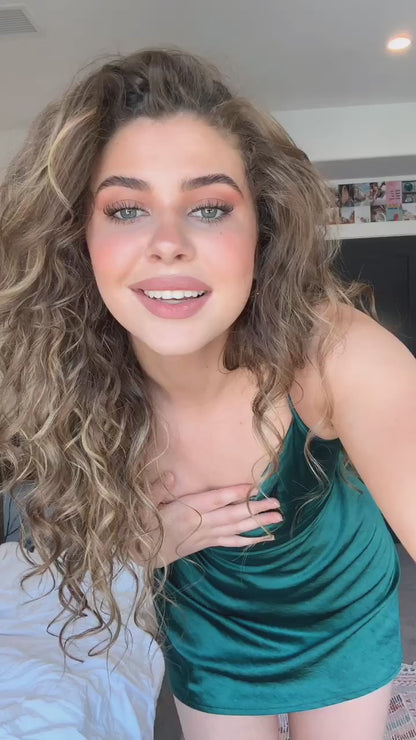 Emerald Allure Satin Cami Dress